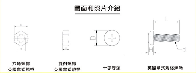 韋式牙規格－圖面和照片介紹